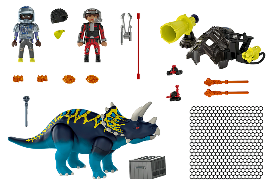 Playmobil Dino Rise Τρικεράτωψ με πανοπλία-κανόνι και μαχητές (70627) - Fun Planet