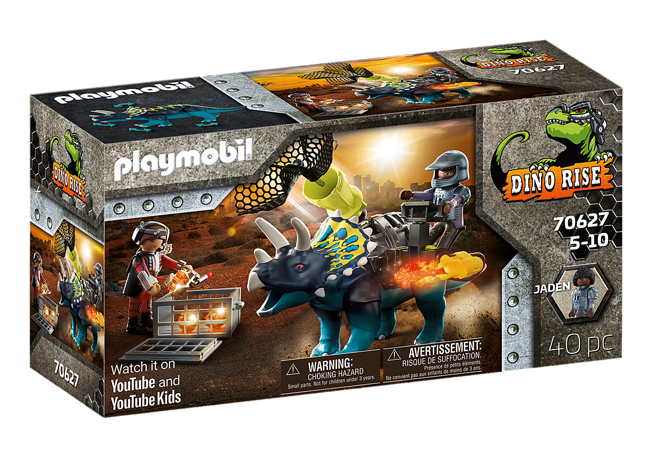 Playmobil Dino Rise Τρικεράτωψ με πανοπλία-κανόνι και μαχητές (70627) - Fun Planet