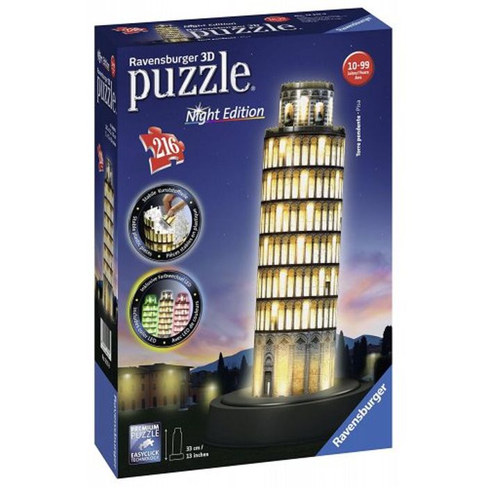 Ravensburger Πάζλ 3D Κεκλιμένος Πύργος Της Πίζας-Νυχτερινή Έκδοση 216Τμχ (12515) - Fun Planet
