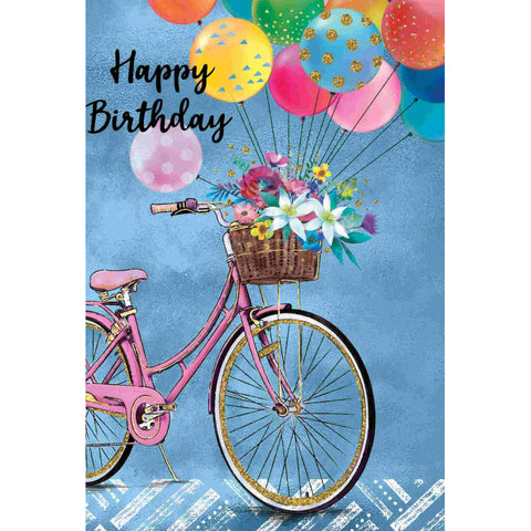 Ευχατήρια Κάρτα Handmade Παραλληλόγραμμη 11,5Χ17 Happy Birthday Ποδήλατο (FL66-3) - Fun Planet