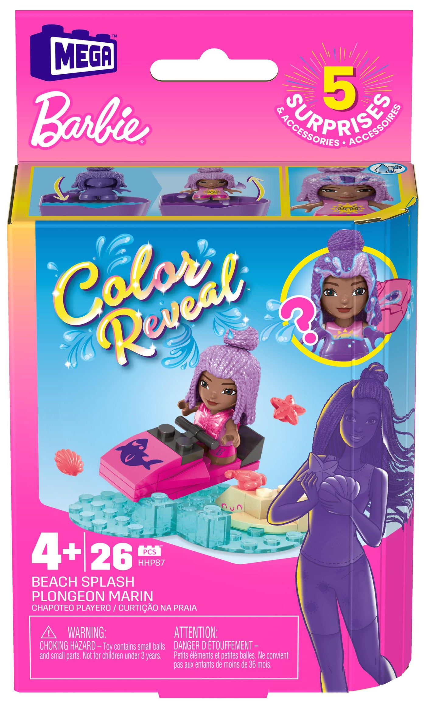 Mega Bloks Barbie Color Reveal Φιγούρα με Αξεσουάρ (HHP87) - Fun Planet