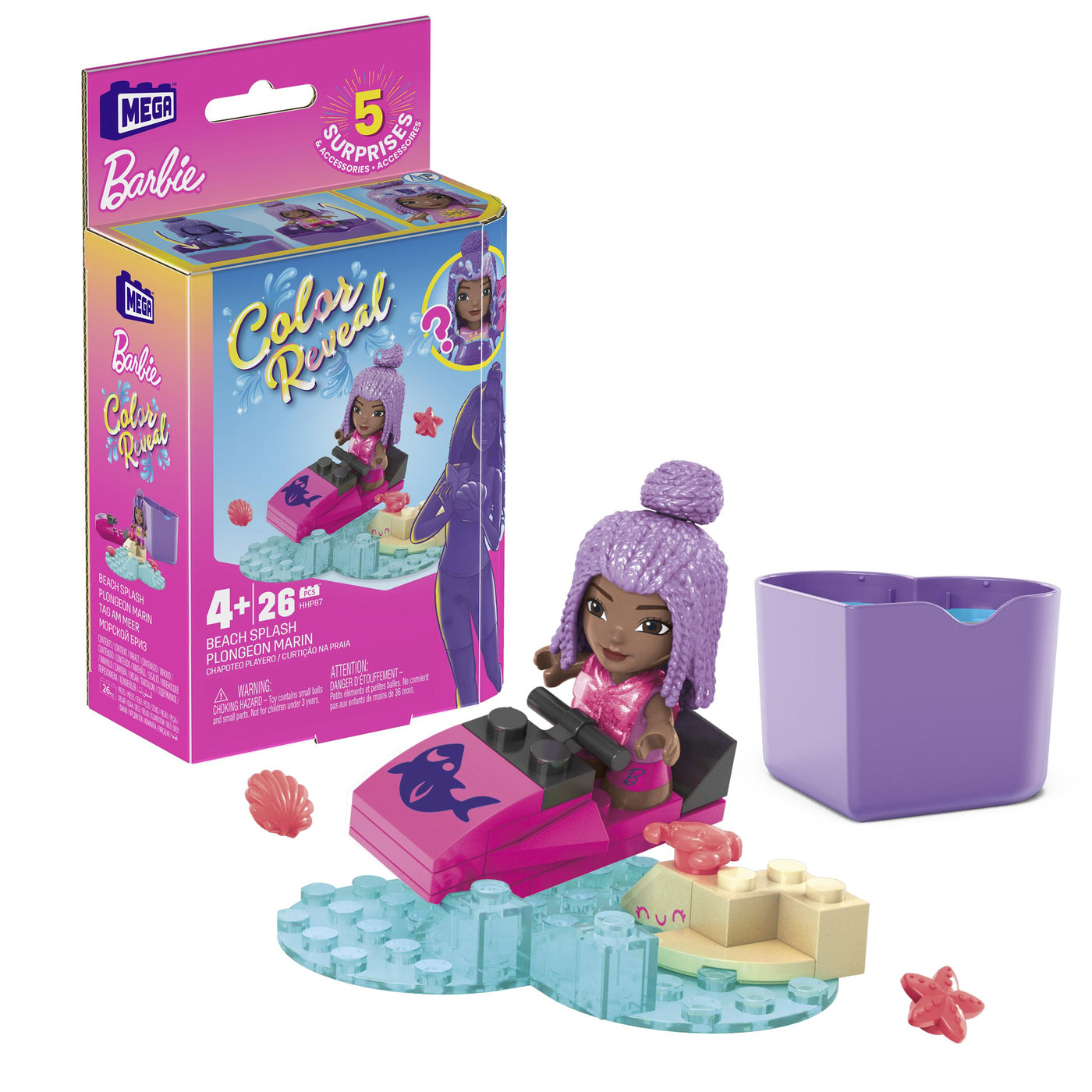 Mega Bloks Barbie Color Reveal Φιγούρα με Αξεσουάρ (HHP87) - Fun Planet
