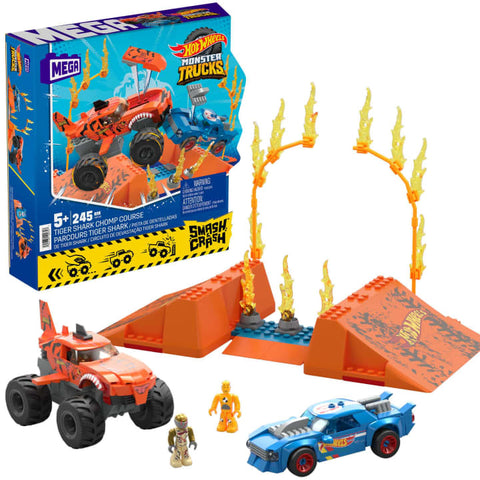 Mega Bloks Hot Wheels Monster Trucks Smash n' Crash Tiger Shark 245 τεμάχια (HKF88) - Fun Planet